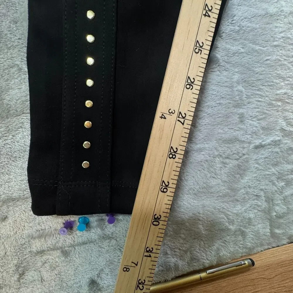 White House Black Market Runway Leggings Size 8L Black Faux Suede Studded Tall